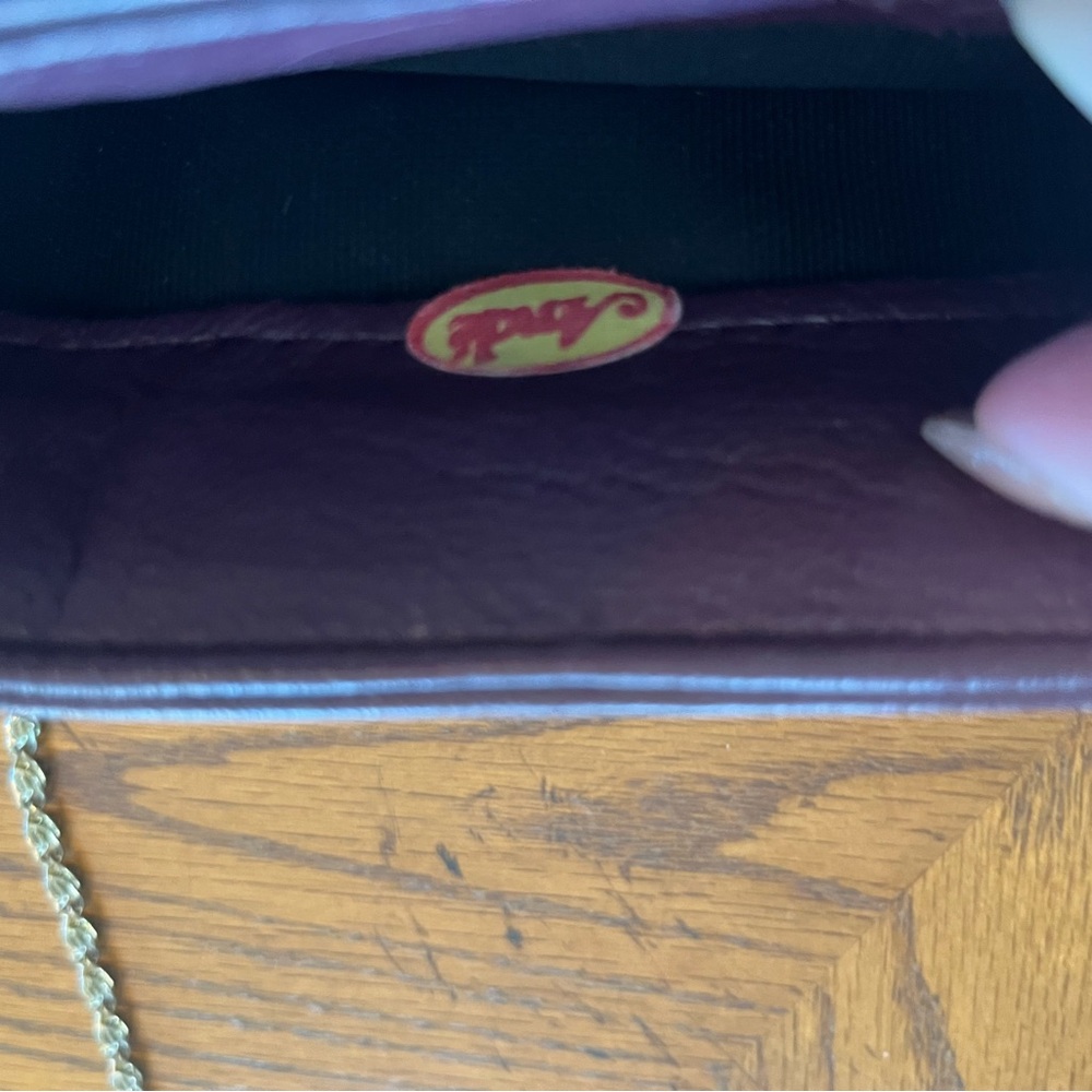 Andes Plum Purple Leather Pleated Clutch Chain Shoulder Bag - Picture 7 of 7